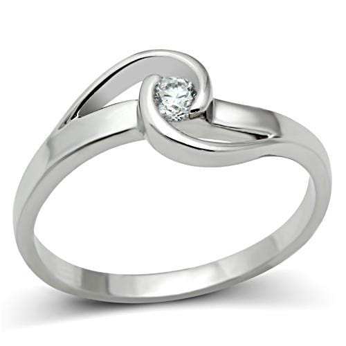3W114 - Rhodium Brass Ring with AAA Grade CZ in Clear - Alamode - Flyclothing LLC