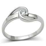 3W114 - Rhodium Brass Ring with AAA Grade CZ  in Clear - Alamode