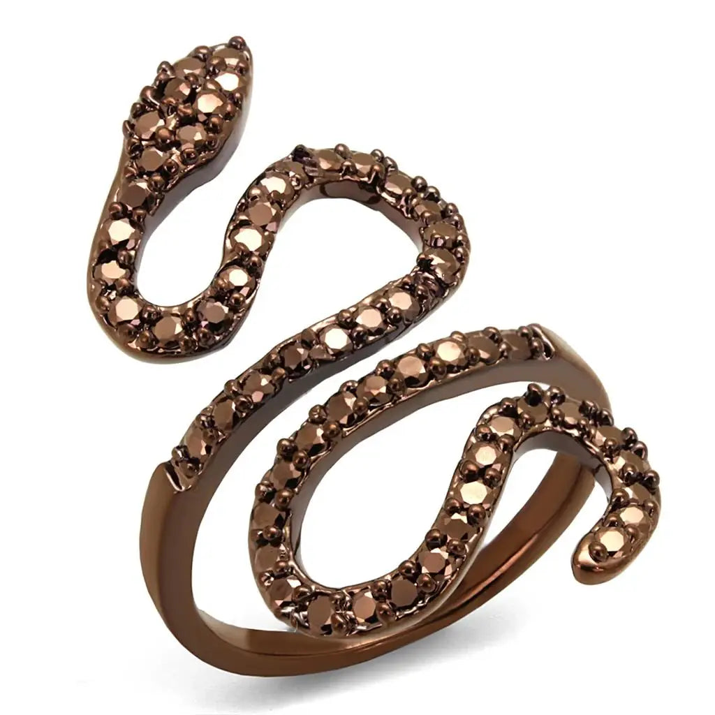 3W1150 - IP Coffee light Brass Ring with AAA Grade CZ in Light Coffee - Alamode - Flyclothing LLC