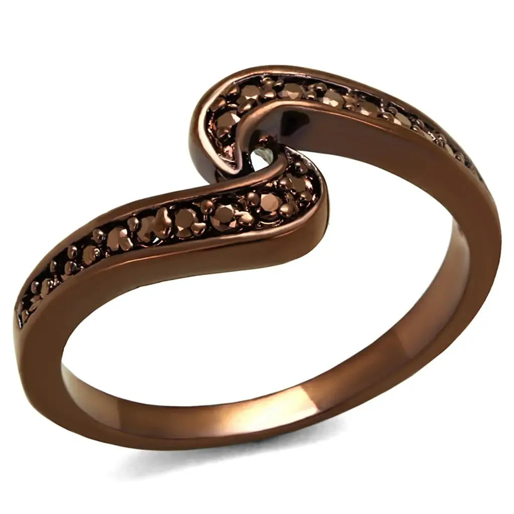 3W1151 - IP Coffee light Brass Ring with AAA Grade CZ in Light Coffee - Alamode - Flyclothing LLC