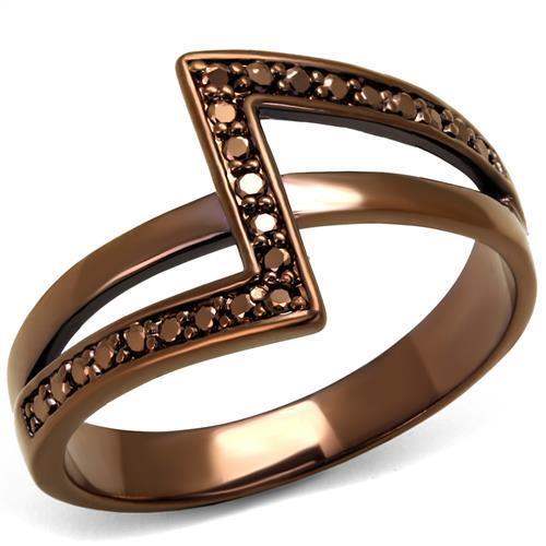3W1162 - IP Coffee light Brass Ring with AAA Grade CZ in Light Coffee - Alamode - Flyclothing LLC
