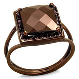 3W1165 - IP Coffee light Brass Ring with AAA Grade CZ in Light Coffee - Alamode - Flyclothing LLC