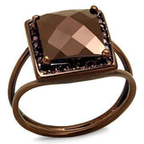 3W1165 - IP Coffee light Brass Ring with AAA Grade CZ  in Light Coffee - Alamode