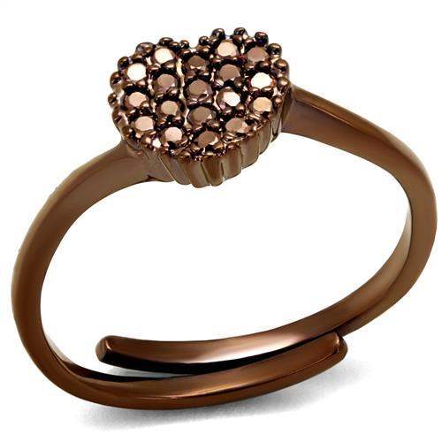 3W1166 - IP Coffee light Brass Ring with AAA Grade CZ in Light Coffee - Alamode - Flyclothing LLC