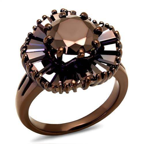 3W1167 - IP Coffee light Brass Ring with AAA Grade CZ in Light Coffee - Alamode - Flyclothing LLC