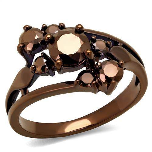 3W1168 - IP Coffee light Brass Ring with AAA Grade CZ in Light Coffee - Alamode - Flyclothing LLC