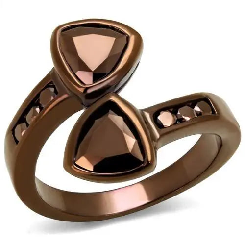 3W1172 - IP Coffee light Brass Ring with AAA Grade CZ in Light Coffee - Alamode - Flyclothing LLC