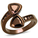 3W1172 - IP Coffee light Brass Ring with AAA Grade CZ in Light Coffee - Alamode - Flyclothing LLC
