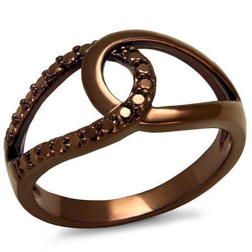 3W1176 - IP Coffee light Brass Ring with AAA Grade CZ in Light Coffee - Alamode - Flyclothing LLC