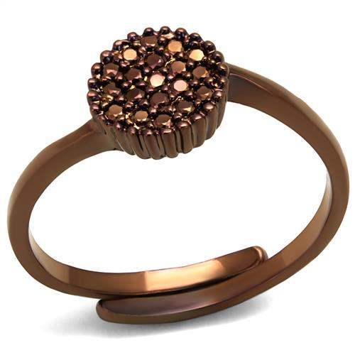 3W1177 - IP Coffee light Brass Ring with AAA Grade CZ in Light Coffee - Alamode - Flyclothing LLC