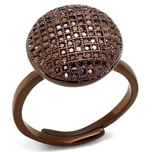 3W1178 - IP Coffee light Brass Ring with AAA Grade CZ in Light Coffee - Alamode - Flyclothing LLC