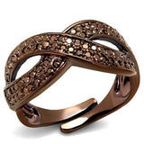 3W1179 - IP Coffee light Brass Ring with AAA Grade CZ  in Light Coffee - Alamode