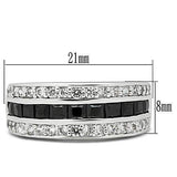 3W117 - Rhodium Brass Ring with AAA Grade CZ in Jet - Alamode - Flyclothing LLC