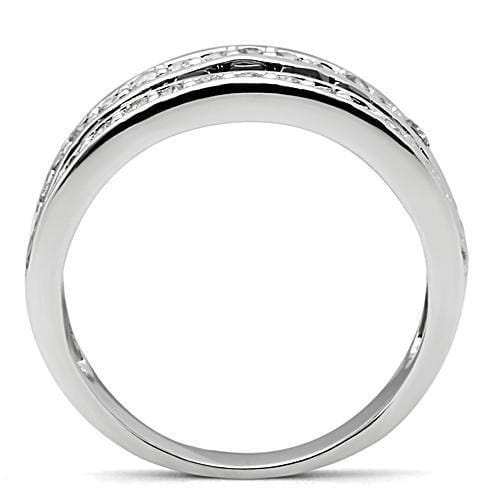 3W117 - Rhodium Brass Ring with AAA Grade CZ in Jet - Alamode - Flyclothing LLC