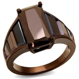 3W1184 - IP Coffee light Brass Ring with AAA Grade CZ  in Light Coffee - Alamode