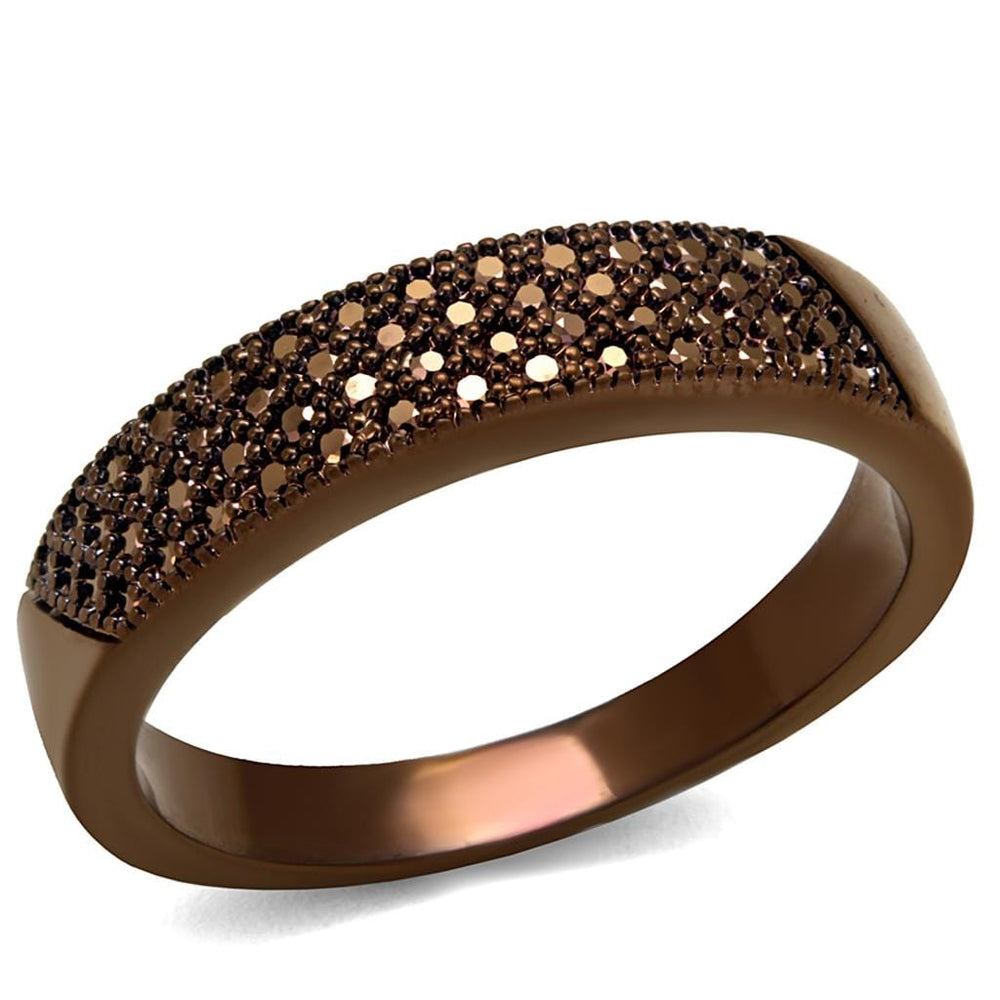 3W1186 - IP Coffee light Brass Ring with AAA Grade CZ  in Light Coffee - Alamode