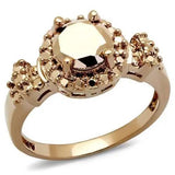 3W1193 - IP Rose Gold(Ion Plating) Brass Ring with AAA Grade CZ  in Metallic Light Gold - Alamode
