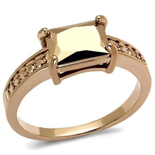 3W1197 - IP Rose Gold(Ion Plating) Brass Ring with AAA Grade CZ in Metallic Light Gold - Alamode - Flyclothing LLC