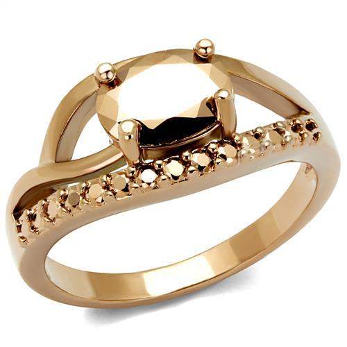 3W1198 - IP Rose Gold(Ion Plating) Brass Ring with AAA Grade CZ in Metallic Light Gold - Alamode - Flyclothing LLC