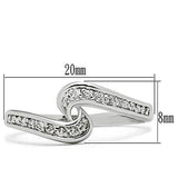 3W119 - Rhodium Brass Ring with AAA Grade CZ  in Clear - Alamode