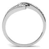 3W119 - Rhodium Brass Ring with AAA Grade CZ  in Clear - Alamode