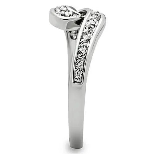 3W119 - Rhodium Brass Ring with AAA Grade CZ in Clear - Alamode - Flyclothing LLC