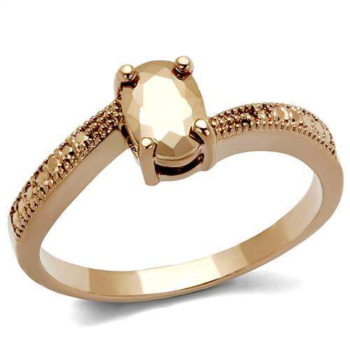 3W1201 - IP Rose Gold(Ion Plating) Brass Ring with AAA Grade CZ in Metallic Light Gold - Alamode - Flyclothing LLC
