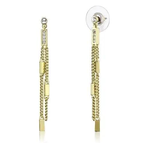 3W1203 - Gold Brass Earrings with Top Grade Crystal  in Clear - Alamode