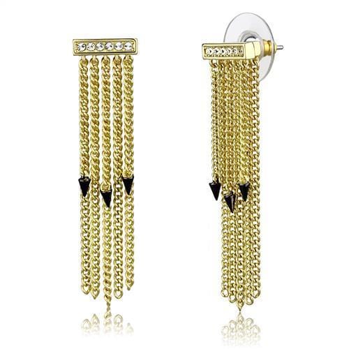 3W1205 - Gold+Ruthenium Brass Earrings with Top Grade Crystal  in Clear - Alamode
