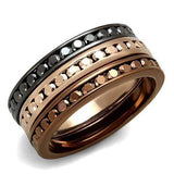 3W1208 - IP Rose Gold & IP Light Black & IP Light coffee Brass Ring with Top Grade Crystal in Multi Color - Alamode - Flyclothing LLC
