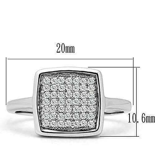 3W120 - Rhodium Brass Ring with AAA Grade CZ in Clear - Alamode - Flyclothing LLC