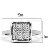 3W120 - Rhodium Brass Ring with AAA Grade CZ  in Clear - Alamode