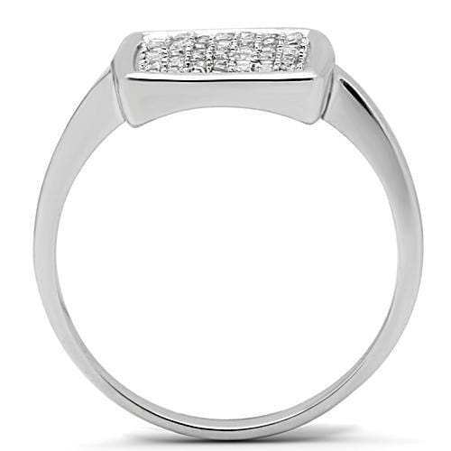 3W120 - Rhodium Brass Ring with AAA Grade CZ in Clear - Alamode - Flyclothing LLC