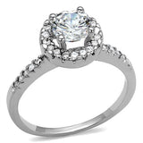 3W1210 - Rhodium Brass Ring with AAA Grade CZ  in Clear - Alamode