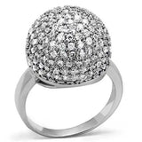 3W1213 - Rhodium Brass Ring with AAA Grade CZ  in Clear - Alamode