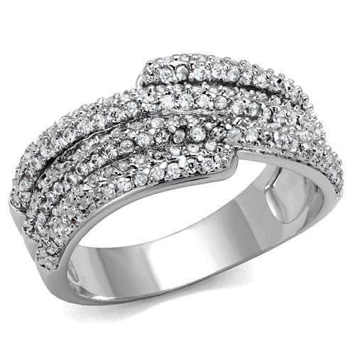 3W1214 - Rhodium Brass Ring with AAA Grade CZ in Clear - Alamode - Flyclothing LLC