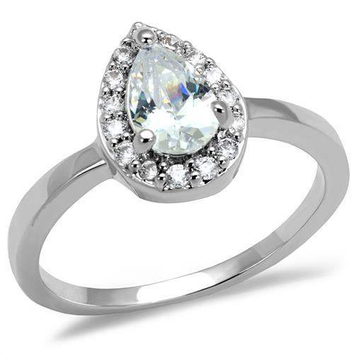 3W1219 - Rhodium Brass Ring with AAA Grade CZ in Clear - Alamode - Flyclothing LLC
