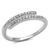 3W1222 - Rhodium Brass Ring with AAA Grade CZ  in Clear - Alamode
