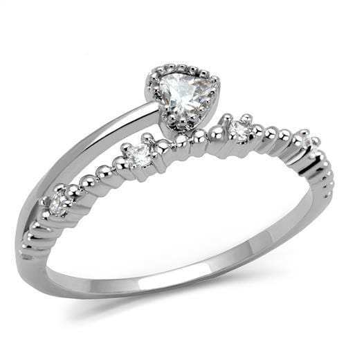3W1223 - Rhodium Brass Ring with AAA Grade CZ in Clear - Alamode - Flyclothing LLC