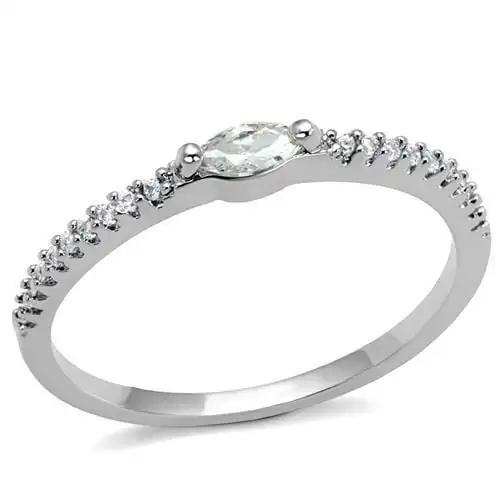 3W1225 - Rhodium Brass Ring with AAA Grade CZ in Clear - Alamode - Flyclothing LLC