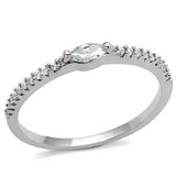 3W1225 - Rhodium Brass Ring with AAA Grade CZ  in Clear