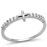 3W1227 - Rhodium Brass Ring with AAA Grade CZ  in Clear - Alamode