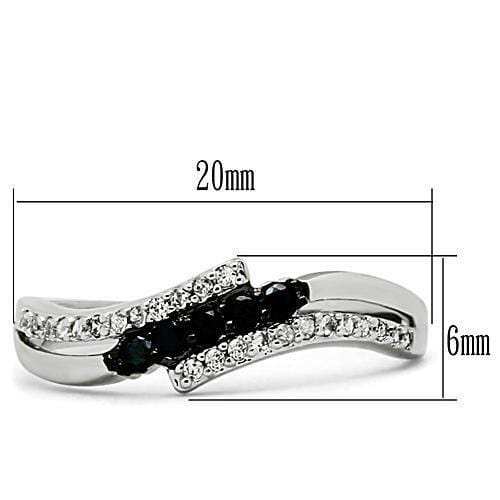 3W122 - Rhodium + Ruthenium Brass Ring with AAA Grade CZ in Jet - Alamode - Flyclothing LLC
