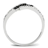 3W122 - Rhodium + Ruthenium Brass Ring with AAA Grade CZ in Jet - Alamode - Flyclothing LLC