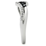 3W122 - Rhodium + Ruthenium Brass Ring with AAA Grade CZ in Jet - Alamode - Flyclothing LLC