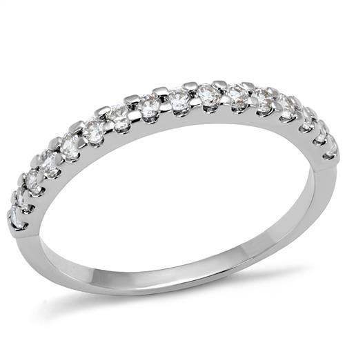3W1232 - Rhodium Brass Ring with AAA Grade CZ in Clear - Alamode - Flyclothing LLC