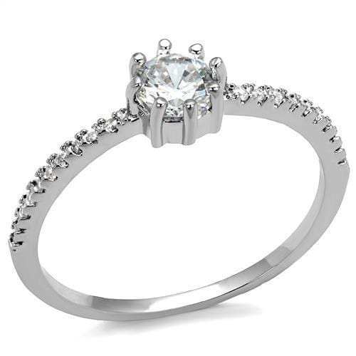 3W1233 - Rhodium Brass Ring with AAA Grade CZ in Clear - Alamode - Flyclothing LLC