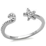 3W1240 - Rhodium Brass Ring with AAA Grade CZ  in Clear - Alamode