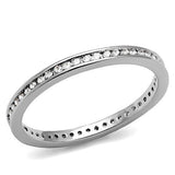 3W1241 - Rhodium Brass Ring with AAA Grade CZ  in Clear - Alamode