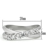 3W124 - Rhodium Brass Ring with AAA Grade CZ  in Clear - Alamode